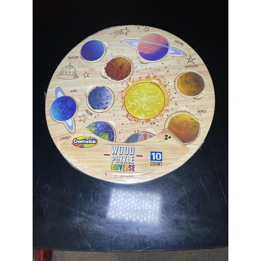 Creative Kids Wood Puzzle Universe Solar System Montessori Toddler Toy 10pc New